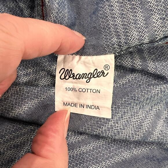 Wrangler Shirt- Men’s Large Slim Fit -Blue Horizontal Stripes -Long Sleeves - Picture 10 of 11